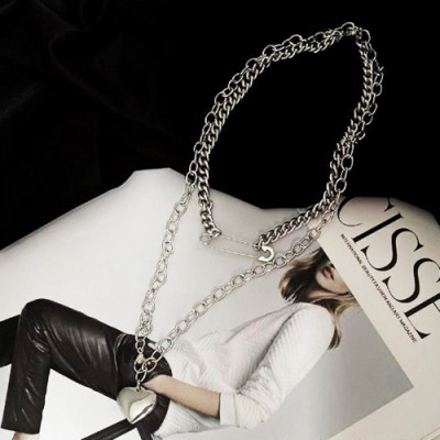 Dây chuyền xích 2 tầng choker mặt trái tim unisex  vòng cổ nam nữ hiphop