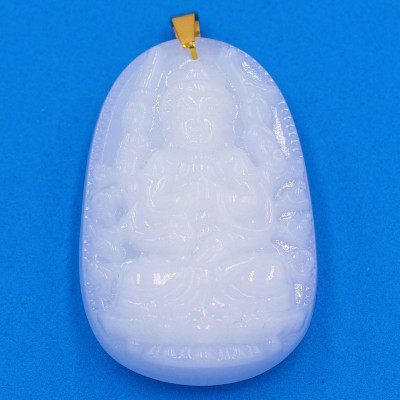 Mặt phật Thiên Thủ Thiên Nhãn trắng 5cm kèm hộp nhung