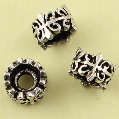 Combo 2 cái charm bạc chặn hạt họa tiết hoa văn - Ngọc Quý gemstones