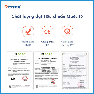 Ổ cắm chống giật cho phao điện, bồn, bể ngầm Vconnex. Nút bấm cảm ứng bật tắt an toàn.