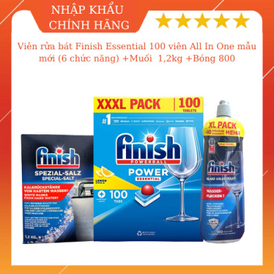 COMBO FINISH: Viên rửa bát All in one 90 + Bóng 750 + Muối 1,2kg