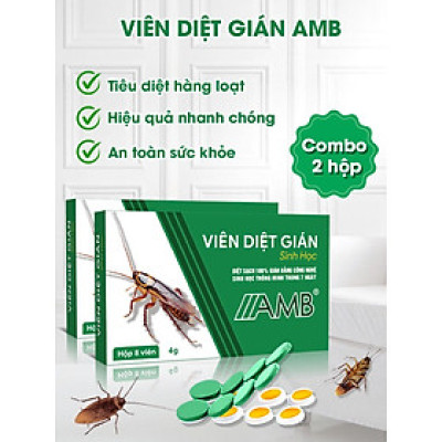 Combo 2 hộp viên diệt gián sinh học AMB, thuốc diệt gián Đức hiệu quả nhanh chóng, an toàn sức khỏe