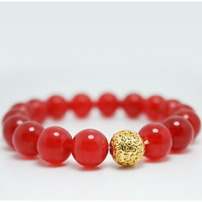 Vòng tay đá mã não đỏ mix hạt tròn MS228, Vòng tay phong thủy hợp mệnh Hỏa, Thổ, Thủy