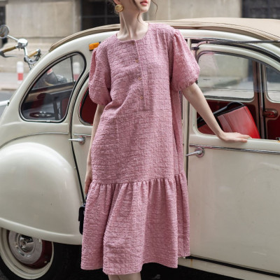 Đầm cotton hồng NGADO , đầm nữ , Đầm babydoll , Đầm xòe , Đầm thiết kế