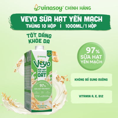 Thùng Veyo sữa hạt yến mạch (10 hộp x 1 Lít)