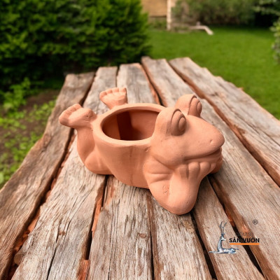 Chậu Gốm Đất Nung Hình Con Ếch Nằm  - Chậu Decor và Trồng Cây