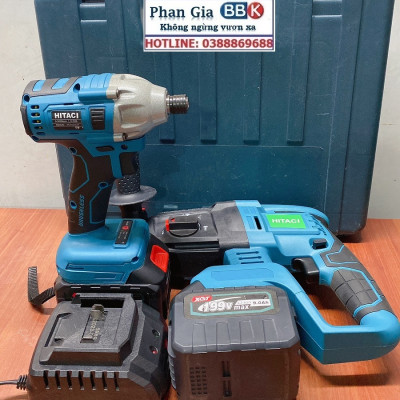 Bộ Combo 2 Máy Khoan Gồm Máy Khoan Đục Bê Tông Và Máy Chuyến Vít 199V - Động Cơ Không Chổi Than - Tặng Hộp Đựng