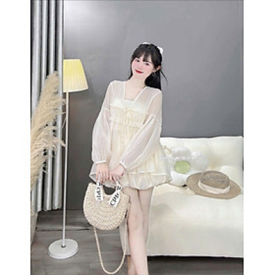 Set váy tơ tay bồng tiểu thư sang chảnh