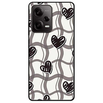 Ốp lưng cho Xiaomi Redmi 12 4G - Redmi Note 12 4G - 12 Pro 4G - 12 Pro 5G - Họa Tiết Tim Đen - Hàng Chính Hãng