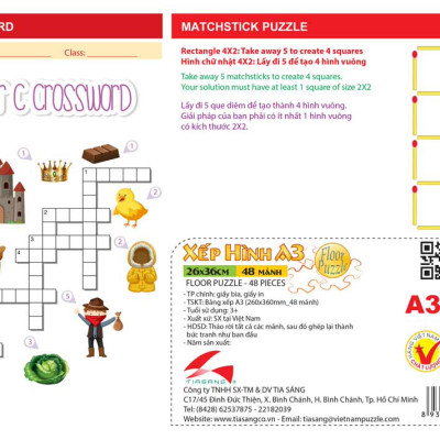 Xếp hình Tia Sáng Đôi bạn gấu trong mưa (48 Mảnh Ghép) - Tặng kèm câu đố mặt sau cho bé