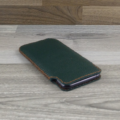 Bao Da Túi Rút dành cho iphone 11 pro Da Bò Hạt Màu Xanh Rêu