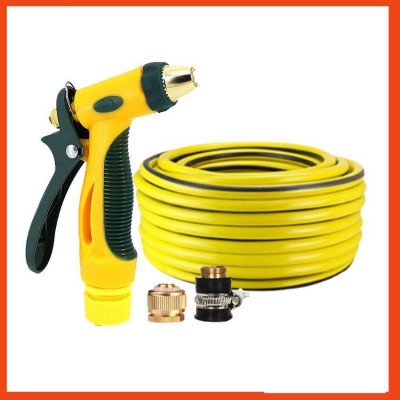 Bộ dây vòi xịt nước rửa xe, tưới cây tăng áp 3 lần,loại 3-5M (nối đồng nhựa đen) 206317