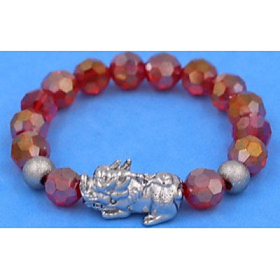 Vòng tay Pha Lê Cắt Giác Đỏ 10 ly mix Tỳ Hưu Inox 2 Bi VFLGOTHTRHB10 - Vòng tay thời trang phong thủy