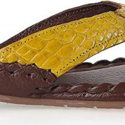 Dép nữ Huy Hoàng da cá sấu màu vàng nghệ HT7242