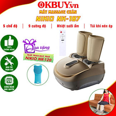 Máy Massage Chân Nén Ép Trị Liệu Suy Giãn Tĩnh Mạch Nikio NK-187 - Máy Mát Xa Dây Ấn Lòng Bàn Chân, Mu Bàn Chân, Ngón Chân, Bắp Chân - Công Nghệ Tiên Tiến: Con Lăn, Túi Khí Và Nhiệt Sưởi - Nhiều Chế Độ Matxa, Có Remote Điều Khiển