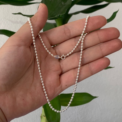 Dây Chuyền  Vòng Cổ Bạc Ta Nguyên Chất S99  Bi Trơn Bền Đẹp Không Xi Mạ Bạc Hiểu Minh DTE060