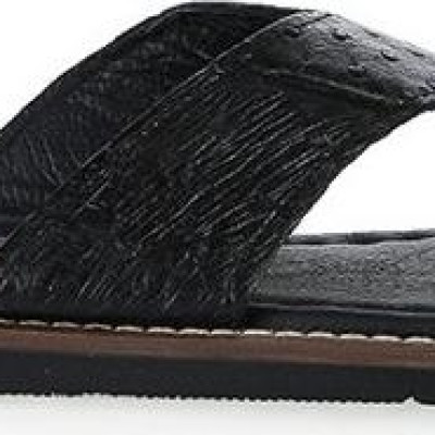 Dép nam Huy Hoàng da đà điểu màu đen HT7413