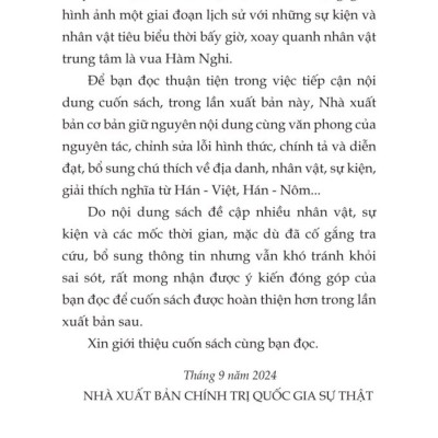 Chuyện Vua Hàm Nghi - bản in 2024