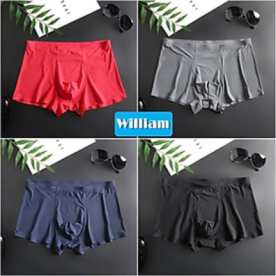 (Video thực tế) Hộp 4 quần lót nam boxer đúc lụa siêu nhẹ, sịp đùi cao cấp William - WS76