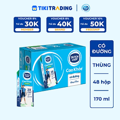 Thùng 48 Hộp Sữa Uống Dutch Lady Cô Gái Hà Lan Có Đường Cao Khỏe (48X170ml)