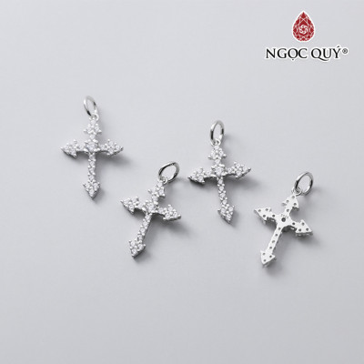 Charm bạc treo hình thánh giá họa tiết nổi - Ngọc Quý Gemstones
