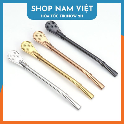 Ống Hút Muỗng Đầu Lọc Dài 15.5 - 21cm (Kèm Cọ Rửa)