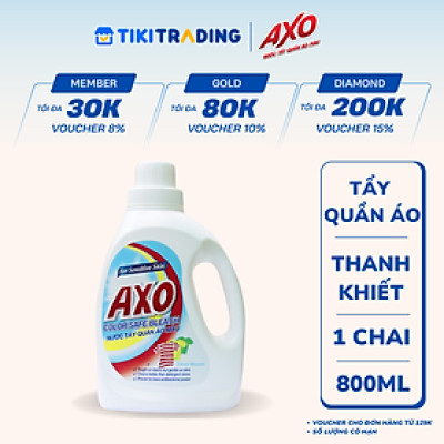Nước Tẩy Quần Áo Màu Axo Trắng Hương Thanh Khiết Dành Cho Da Nhạy Cảm Chai 800ml 