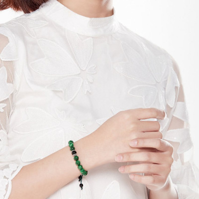 Vòng Đá Cẩm Thạch Sơn Thuỷ Phối Mã Não Đen Ngọc Quý Gemstones VT30