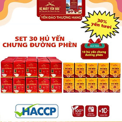 [TOP SALE] SET 30 HỦ TỔ YẾN CHƯNG ĐƯỜNG PHÈN 100% Tổ Yến Thật (Hàm Lượng 30% YẾN ĐẢO) [TẶNG KÈM 10 HỦ YẾN CHƯNG ĐÔNG TRÙNG] - Đệ Nhất Yến Đảo - Tăng Sức Đề Kháng - Kéo Dài Thanh Xuân - An Thần - Bổ Phế - Hỗ Trợ Sinh Lý Nam Nữ
