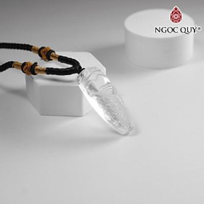 Mặt dây chuyền ngọc thiền đá thạch anh trắng 15x37mm mệnh thủy kim - Ngọc Quý Gemstones