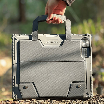 Bao da kèm Bàn Phím cho iPad Pro 11 M4 2024, iPad Pro 13 inch M4 2024, iPad Air 6 M2 11inch / Air4 / Air5 / Pro 11 inch M1-M2 hiệu Nillkin Carry Go Có Đèn Nền Tay Cầm Từ Tính Di Động/ Đèn nền 7 Màu/ Độ Sáng 4 Mức - Hàng chính hãng