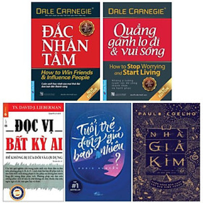 Combo Sách Top 5 Sách Kỹ Năng, Tư Duy Và Làm Việc Bán Chạy Nhất Thế Giới: Đắc Nhân Tâm + Đọc Vị Bất Kỳ Ai + Quẳng Gánh Lo Đi Và Vui Sống + Tuổi Trẻ Đáng Giá Bao Nhiêu? + Nhà Giả Kim