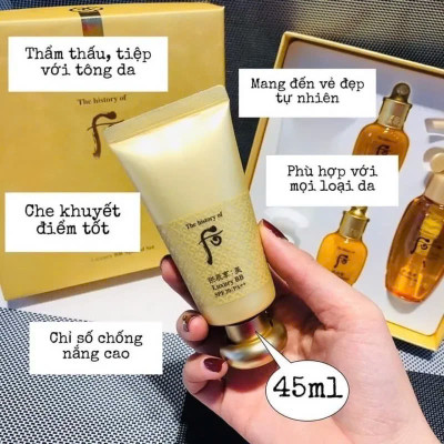 Set Kem BB Trang Điểm Whoo Cao Cấp Mi Luxury BB Cream SPF20/PA++ 45ml