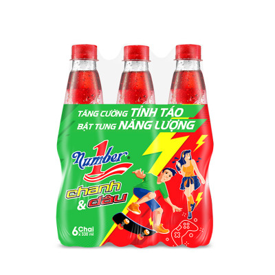 Thùng 24 chai Nước tăng lực Number 1 hương dâu chai PET 330 ml