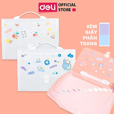 Cặp tài liệu mở rộng 13 ngăn Deli - cặp học sinh - trong suốt - file đựng tài liệu - 1 chiếc - 72563