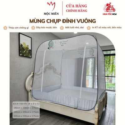Màn Chụp Đỉnh Vuông Cao Cấp Mộc Miên ( Hình thật )