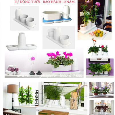 Chậu Trồng Cây Thông Minh Tự Động Tưới Basic Uno, làm bằng chất liệu nhựa PP Chống UV giúp cây phát triển tốt ngay cả trong môi trường nắng nóng, nhập khẩu Châu Âu