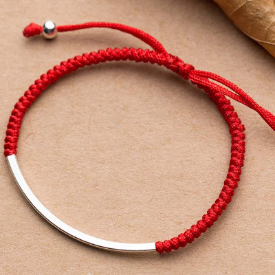 Combo 2 vòng thắt dây đỏ charm ống bạc - Ngọc Quý Gemstones