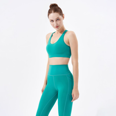 Set Đồ Tập Yoga Gym Hibi Sports H165 Kiểu Áo Ba Lỗ Cách Điệu 2 Dây Chữ V, Kèm Mút Ngực