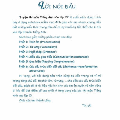 Notebook Luyện Thi Môn Tiếng Anh Vào Lớp 10 (Dùng Chung Cho Các Bộ SGK Hiện Hành) - HA