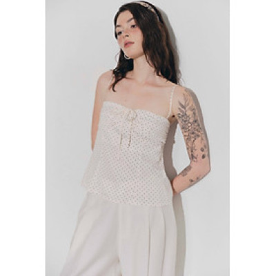 DOTTIE - Áo kiểu 2 dây đính nơ - Kem - T1136