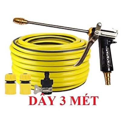 Bộ dây vòi xịt nước ️ , tăng áp 3 lần, loại 3m,5m 206318Lđầu đồng, cút,nối nhựa đen+ mở chai