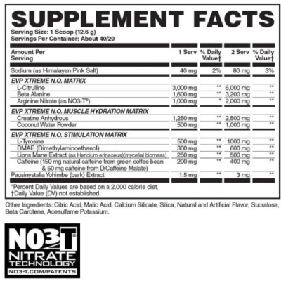 Evogen EVP-3D Pre-Workout (40 Liều), Tăng Sức Mạnh, Sức Bền, Tỉnh Táo Trước Tập, Không Caffein