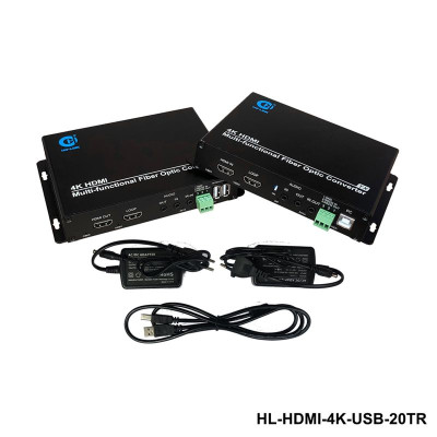 Bộ chuyển đổi hdmi sang quang SFP 10G hỗ trợ cổng usb hình ảnh 4K Ho-link HL-HDMI-4K-USB-20TR - Hàng Chính hãng