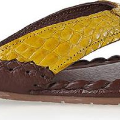 Dép nữ Huy Hoàng da cá sấu màu vàng nghệ HT7242