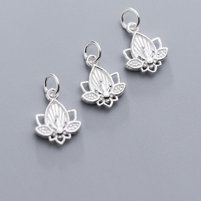 Combo 2 cái charm bạc hình nụ sen treo - Ngọc Quý Gemstones