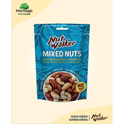 Nut Walker - Gói 454gr Hỗn hợp hạt khô cao cấp rang không muối (Mixed Nut Deluxe Roasted Unsalted)
