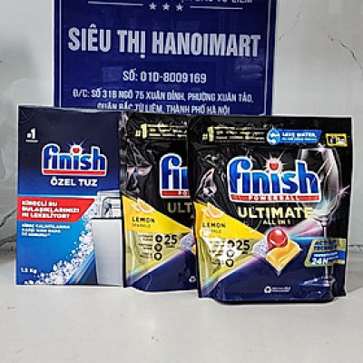 combo muối rửa bát finish 1,5kg + viên rửa bát Finish Quantum Ultimate 50 viên dùng cho máy rửa bát chén - Viên finish quantum Ultimate là viên rửa bát cao cấp nhất với 14 chức năng in 1