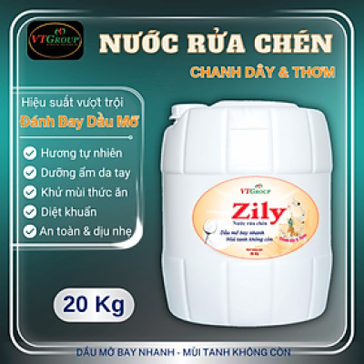 Nước rửa chén Zily can 20kg - Tặng 1 lau sàn Rick 1kg