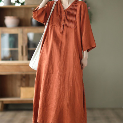 {#HàngMớiVề} Váy Đầm Nữ Thiết Kế Cao Cấp Cổ Xẻ Dáng Suông Tôn Dáng, Đầm Midi Chất Liệu Sang Trọng Da190